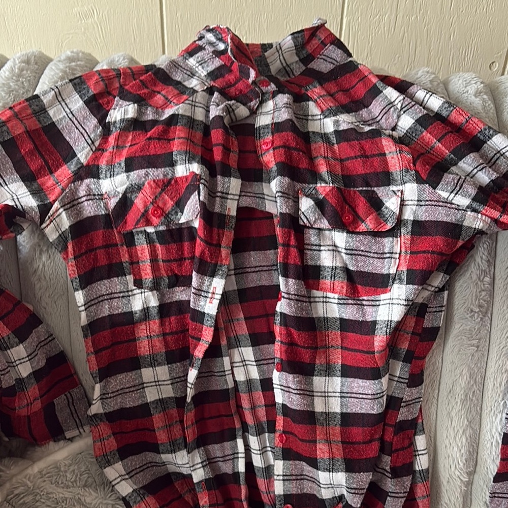 Rue21 Red and Black Plaid Button Down Shirt